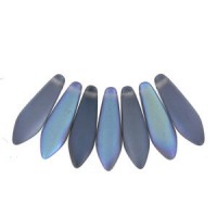 Czech Glass Daggers Perlen 5x16mm Crystal graphite rainbow matted 00030-98577